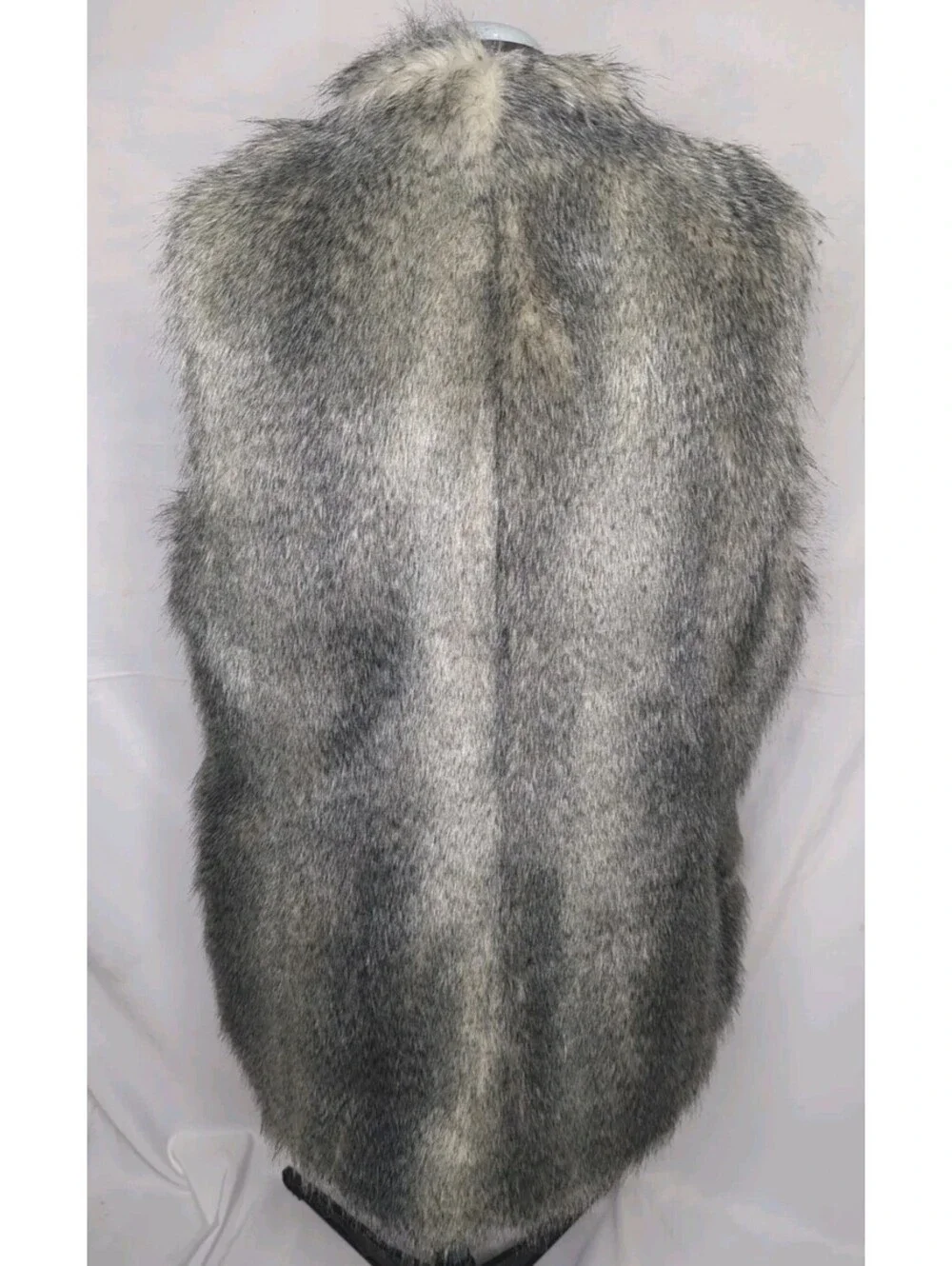 Banana Republic Faux Fur Vest Jacket Mid Long Oversize Length Grey Womens Large